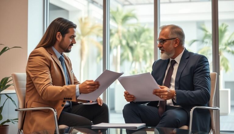 Business broker Florida team meeting with client discussing business sale
